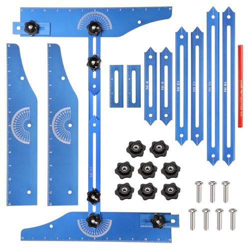 sourcing map Stair Tread Template Tool 8 Adjustable Length Stair Measuring Tool Jig Gauge for Stair Treads Suitable for Stairs, Risers and Partition, Blue