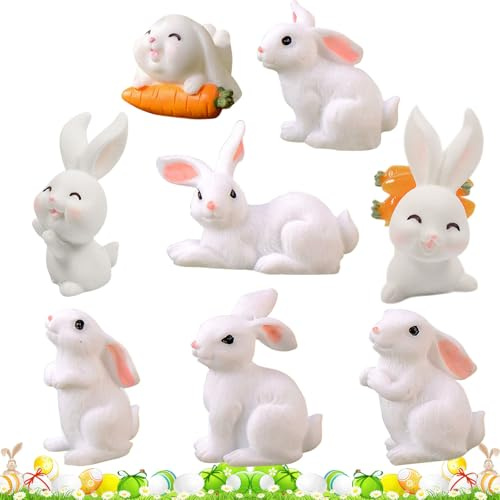 SOETDERT 24 Stück Osterhasen Figuren, Miniatur Kaninchen Figur Hasen Dekofigur, Mini Hase Tierfigur für Fee Garten Mikro Landschaft Deko Moos Bonsai Sukkulenten Kuchen Tortendeko Osterpartys Geschenk
