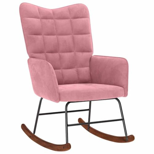 vidaXL Schaukelstuhl Rosa Samt, Stuhl, Wohnzimmerstuhl, Relaxsessel, Loungesessel, Loungesitz, Wippe, Relaxsessel, Samtstuhl, Samtschaukelstuhl