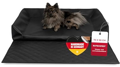 HS-Hundebett® für Kofferraum – Schmutz- und wasserabweisend – Geruchsneutral – Kofferraumschutz Hund aus Kunstleder – Schwarz, Made in DE (70x90 cm)