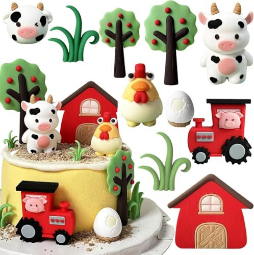 Farm Animal Cake Decoration Sheep Cake Topper Farm Animal Birthday Cake Topper Farm Animal Figure Party Supplies for Farm Animal Baby Shower Birthday Party Decorations