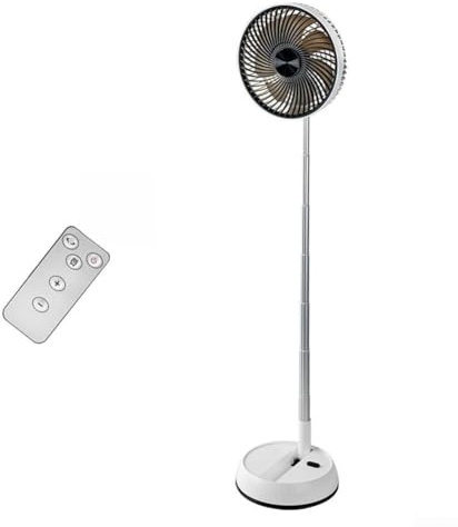 Eawfgtuw Ventilador oscilante plegable de pie con control remoto, ventilador silencioso USB portátil de 5400 mAh, altura ajustable, funcionamiento súper silencioso para dormitorio, oficina, viajes