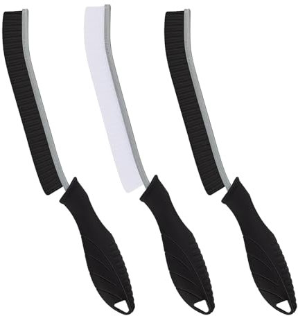 Vistarapee Crevice Cleaning Brush, Hard Bristle Gap Cleaning Brush Groove Crevice Cleaning Tool for Home, Kitchen, Bathroom, Window, Vehicle, Tile, Toilet, 2 Black & 1 White