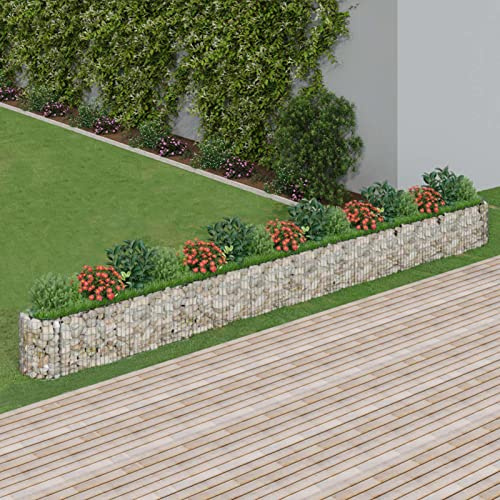 Verderoom Gabbione con Letto Rialzato in Acciaio Zincato 610x50x50cm, Gabbione in Rete Metallica, Gabbioni Metallici, Gabbione per Sassi, Gabbioni da Giardino