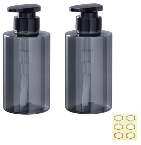 Apstaqeoo Lot de 2 distributeurs vides à pompe de 300 ml – Flacons rechargeables en plastique pour shampooing, savon à main et vaisselle avec pompe, récipient de rangement pour lotion, gel douche