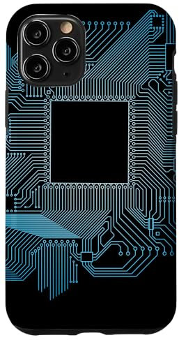 Carte mère circuit puce sombre informatique fond d'ordinateur Coque pour iPhone 11 Pro