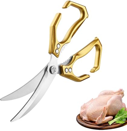 Wuyooprt Ciseaux de Cuisine pour Aliments | 2 en 1 Ciseaux de Cuisine avec Casse-Noix - Multifonction Acier Inoxydable Robustes pour Préparation Poisson Crevettes Barbecue