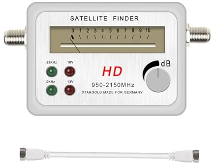 Nuevo buscador de satélites for TV HD, medidor señal Digital, Receptor for Antena parabólica, LNB, Amplificador Direc(Added White Cable)