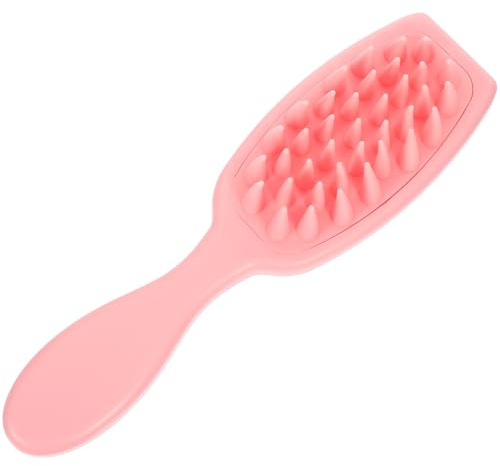 HOMSFOU Cepillo para Champú Masajeador de Cuero Cabelludo Rosa, Exfoliante para Lavar el Cabello, Cepillo Anticaspa Portátil y Ergonómico para Limpieza Profunda y Cuidado del Cuero