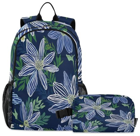 Loancwa 2 mochilas con motivos florales para niños y niñas, mochilas preescolares con lonchera de 9 a 10 años
