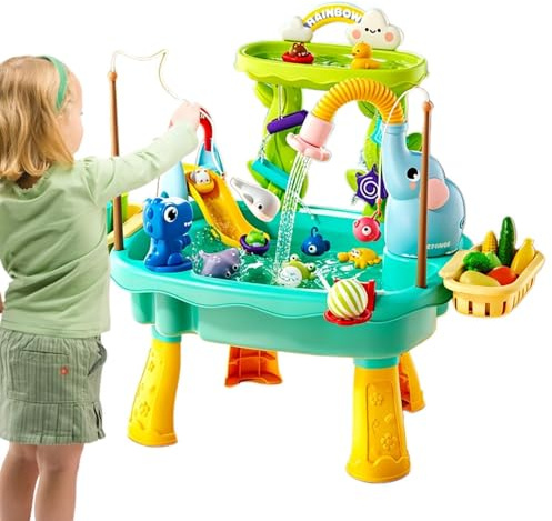 Xvilmaun Wassertisch mit Elektropumpe | Angelspielzeug mit Elektropumpe | Spielzeug-Küchenspüle für draußen | Für Und Mädchen Garten Hinterhof Terrasse Camping Kita Zuhause Badezimmer Spielzimmer