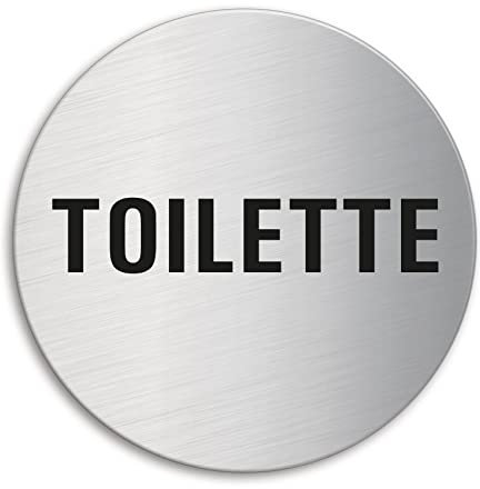 Cartello - Toilette | Targhette Targa Acciaio Inox Ø 100 mm autoadesivo | No.7568