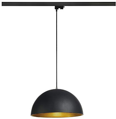 SLV FORCHINI 40 TRACK Pendelleuchte, Ø40cm, E27, schwarz/gold, 3-Phasen-Schienensystem, ohne Leuchtmittel, Stahl Korpus – ideal für Esszimmer, Küche, Gastronomie.