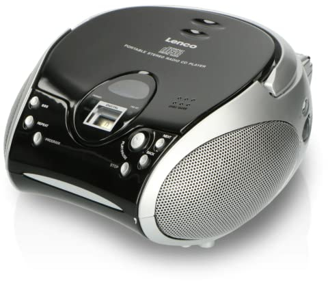 Lenco SCD24 - CD-Player für Kinder - CD-Radio - Stereoanlage - Boombox - UKW Radiotuner - Titel Speicher - 2 x 1,5 W RMS-Leistung - Netz- und Batteriebetrieb - Silber