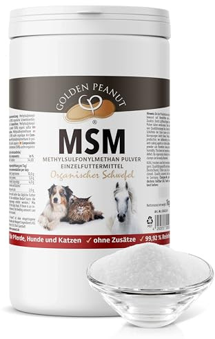 GOLDEN PEANUT MSM Methylsulfonylmethan Pulver 1 kg für Tiere, Reinheitsgrad 99,92%, organische Schwefelverbindung, ohne Rieselhilfen