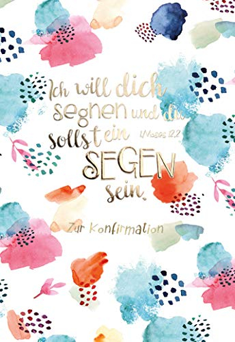 KE - Kreative Glückwunschkarte zur Konfirmation für Jungen & Mädchen, 17x11,5 cm, inkl. Umschlag, Motiv: Buntes Design