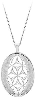 Tuscany Silver Relicario Ovalado Art Deco 20mm x 31mm Plata de Ley En Collar de 46cm/18 Cadena Barbada 25 de Plata de Ley para Mujer