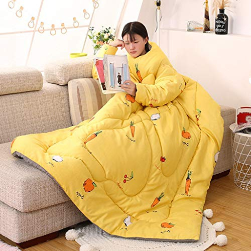 VOCD Lazy Quilt, Dicke Bettdecke Mit Ärmeln, Tragbarer Plüschüberwurf Für Die Couch, Sofa Home Nap, Winterwarme, Vielseitige Bettdecke Zum Fernsehen - Dunkelblau