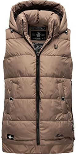 MARIKOO Zarinaa varm vinter quiltad väst dam med huva XS-XXL, toupe, S