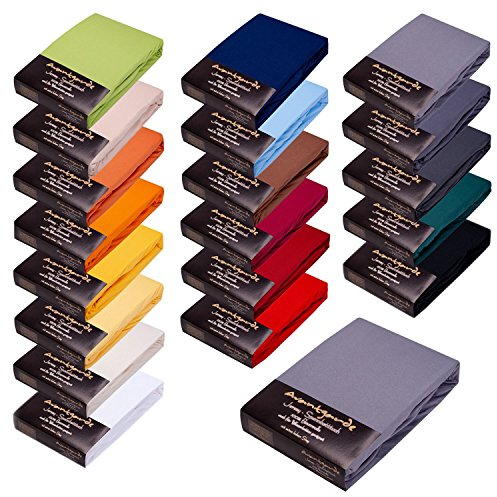 Avantgarde Premium Spannbetttuch 90x200-100x220 - hoher 40cm Steg auch f. Boxspringbett & Wasserbett - Spannbettlaken ca.170g/m² - Bettlaken - 100% Jersey Baumwolle ÖKO-TEX (12 Grau)