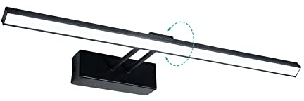 EMKE LED Spiegelleuchte Spiegellampen für das Bad Spiegelleuchten 40cm, IP44 200° Drehbar Spiegelleuchte Bad Spiegellampe LED Spiegelbeleuchtung BadSpiegelschrank Beleuchtung 6500K Wandlampe (Schwarz)