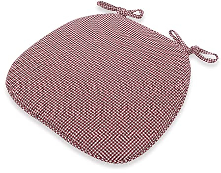 Stuhlkissen, Küchenstuhlpolster, rutschfestes 2er-Set, Esszimmerstuhlkissen, 2 Stück Leinen, Sitzkissen im Landhausstil für Küchenstühle mit Krawatten, abnehmbare, schmutzabweisende, Karierte Sitzpol