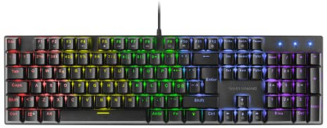 Mars Gaming MK422 Schwarz, Mechanische Gaming Tastatur RGB, Antighosting, Mechanischer Switch Rot, Portugiesische Sprache