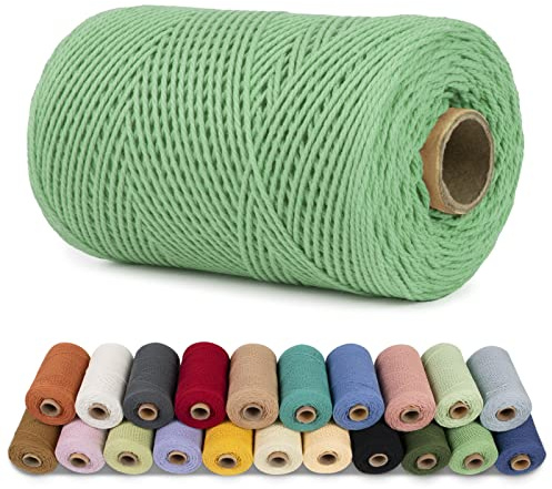 LEREATI Corda Macrame 1mm x 200m Filo Macrame Cordoncino Cotone Spago Colorato, Macramè Filo Cordino per Borse Uncinetto, Arazzo da Parete, Decorazioni, Fai da Te Artigianale (Verde)