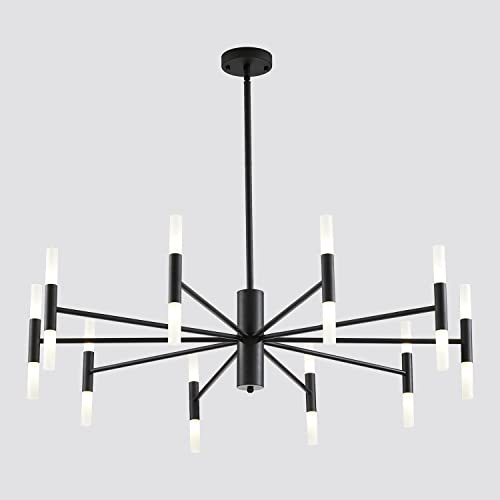 KCO Lighting Mid Century Moderne schwarze Sputnik Deckenleuchte – großes traditionelles Bauernhaus & zeitgenössischer Kronleuchter für Esszimmer, Wohnzimmer, Schlafzimmer