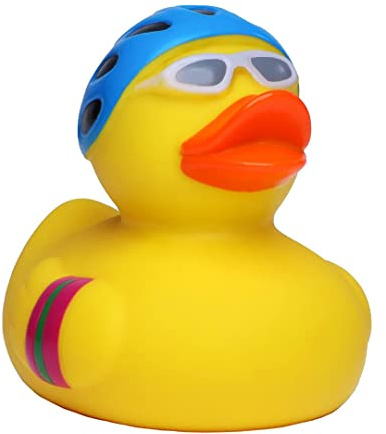 Schnabels Quietsche-Ente Radfahrer - Geschenk für Geburt Geburtstag Namenstag Kinder Baby Freund-in Mädchen Junge - Spielzeug Bade-Ente Badewanne Deko