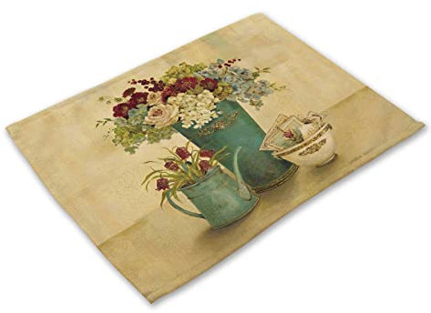 Manteles Individuales Mostaza Verde Amarilla Salvamanteles Individuales Algodón Lino Lavable Individuales Mesa Resistente al Calor Bajoplatos Tapetes para Mesa Bajoplatos 30x45cm 2 Pcs
