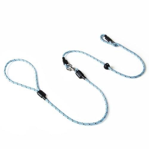 Dog & Field Pro Trialler Swivel Slip Lead, Blue. 1.2m Rope Slip Lead For Dogs With Button Press Stopper, Easy To Slip On, No Collar Or Harness Needed. Anti-Tangle Dog Leash (Blue)