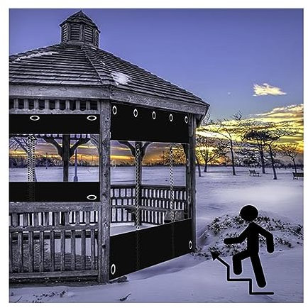 Tear-Resistant Transparent Tarpaulin Thicken，Zipper door transparent tarpaulin，with Eyelet Waterproof PVC Soft Glass，for Greenhouses, Patio, Garages Tent Side Panels (Size : H2.6xW3.5m/H8.5xW11.4ft)