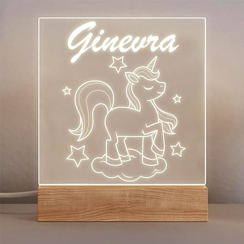 Stileitaliano luce notturna per bambini lampada led personalizzata cameretta 3d comodino notte (Unicorno 1)