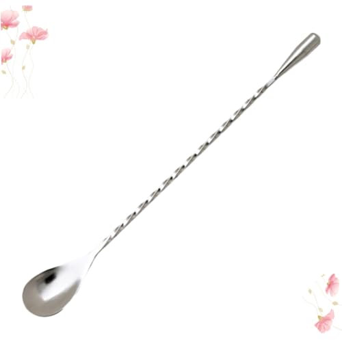Cabilock 3 Piezas Cuchara de Coctel palitos para cocteles Cucharilla de cóctel Cucharilla de Bar Bebidas dieteticas Cuchara de Acero Inoxidable Cuchara de café lágrima