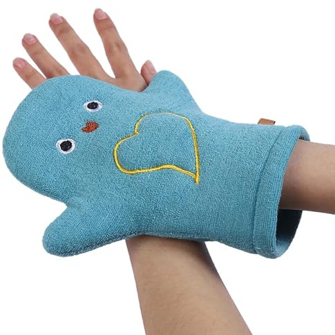 Badehandschuh für Kinder, Waschlappen-Handschuh, weiche Peeling-Waschhandschuhe im schönen niedlichen Tier-Stil, doppelseitiges Design, Waschhandschuhe, leicht zu tragen, für Kinder und Erwachsene,
