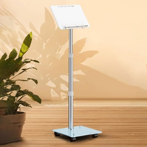 GIZNXBA Laptop Ständer Höhenverstellbar Rollender Rednerpultständer Mit Rädern, Rollender Laptopständer, Höhenverstellbarer Computerständer, Tablet-Bodenständer Mit 180°-Winkelverstellung(B)