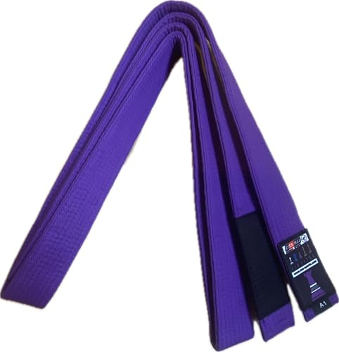 OSS - Cinturón brasileño de Jiu-Jitsu 100% algodón, duradero, aprobado por la IBJJF, tamaño adulto (morado, A1), Púrpura, A1