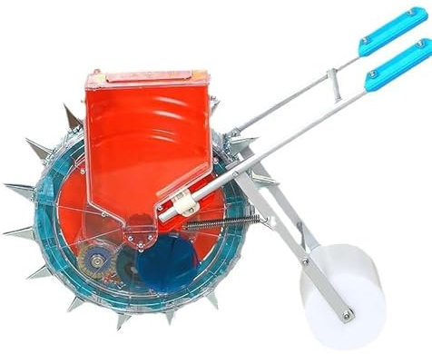 Seminatrice da giardino a spinta manuale, spandiconcime per prato e giardino ruota compressione del terreno, seminatrice mais e soia giardino, applicatore fertilizzanti e semina a rulli ,9 mouths