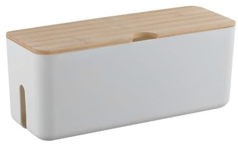 GAROZATION Kabel Organizer Box Mit Bamboo Deckel Kabelmanagement Lösung Für Und Sichere Aufbewahrung Von Netzwerkkabeln Für Home Office Und