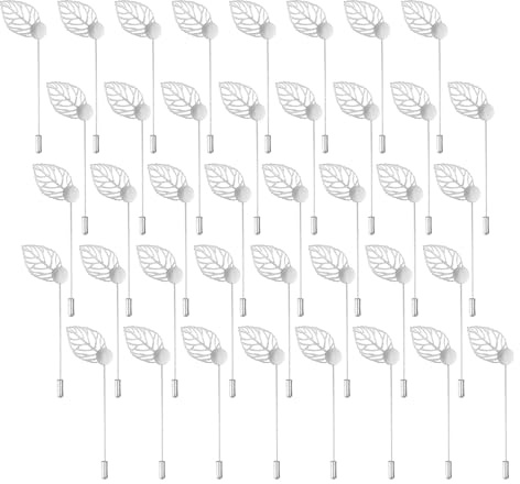 M METERXITY 40 Piezas De Alfiler De Solapa con Plato De Hoja, Alfileres De Boutonniere De Aleación para Traje/Sombrero, Alfiler De Seguridad para Corsage Sin Decorar [84mm, Tonel Plata]