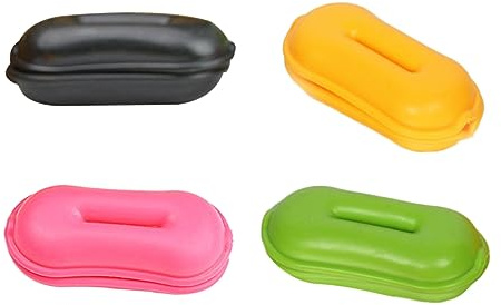 KONTONTY 4pcs Peanut Shape Earbuds Protective Case and Earbuds Cord Winder Made of Abs and Pp, No Zipper Earphone Organizer for Daily Use and Work, Suitable for Graduation Party Random Random Color