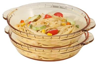 Supercap - Assiette en verre transparent de 8inch avec oreilles, en verre de cristal pour dîner quotidien, qualité alimentaire, accessoires de dîner (beige 2pcs, 8inch)