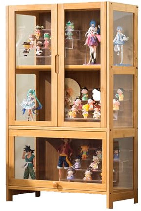 3 Tier Vitrinenschrank Bücherschrank Aktenschrank Büroschrank Vitrine Schrank Bücherregal Standvitrine,Flügeltürdesign, versiegelt und staubdicht, Vitrine für Büros,Wohnzimmer (65×32×106cm)