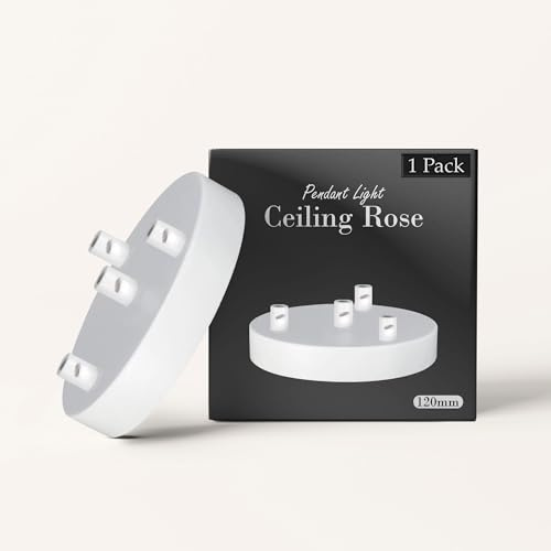 4 Outlet White Ceiling Rose Light Fitting 120mm Metal Cover Plate Canopy Kit with Accessories Cord Grips for Chandelier Pendant Lights Hanging Lamps