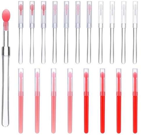 Wanmu 20 Pcs Silicone Lip Brush, Reusable Lipstick Brush Balm Applicator, lip Wands Scrubber with Caps, Makeup Beauty Tool for Applying Mask, Gloss Oil, Cream, Eyeshadow