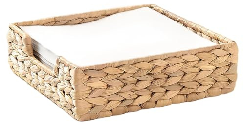 Hemore Water Plants Napkin Holder 7.48x7.48x2.36 Natrual Water Hyacinth Woven Multi-Functional Napkin Holder for Kitchen, Living Room, Restaurant, for Table