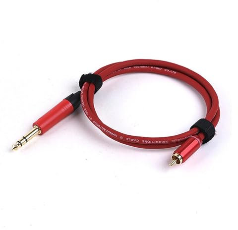 ROBAUN Câble adaptateur audio RCA vers stéréo/mono 6,35 mm (0,2 à 15 m), TS/TRS vers RCA mâle vers mâle (1/4 po), for microphone, mixeur, carte son(Rosso,0.5M)