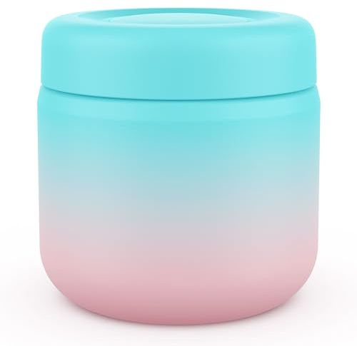 WayEee Food Flask,Durable Stainless Steel Food Flasks for Hot Food, 385ml Leak-Proof Soup Flask for 5 Hours Hot & 7 Hours Cold(Candy)