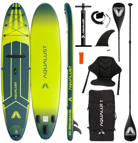 AQUALUST 12.0 iSUP Board Stand Up Paddle Set Surfboard aufblasbar 365cm SUP 170 KG Green